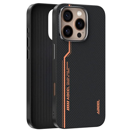 ABEEL For iPhone 16 Pro Max Case Compatible with MagSafe Printed PC TPU Aluminum Alloy Leather Phone Cover
