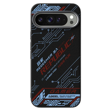 ABEEL For Google Pixel 9 Pro XL Case Compatible with MagSafe Printed PC TPU Aluminum Alloy Leather Phone Cover - Outstanding No. 4