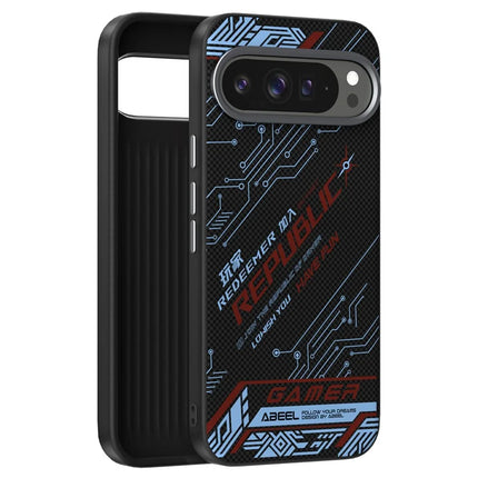 ABEEL For Google Pixel 9 Pro XL Case Compatible with MagSafe Printed PC TPU Aluminum Alloy Leather Phone Cover