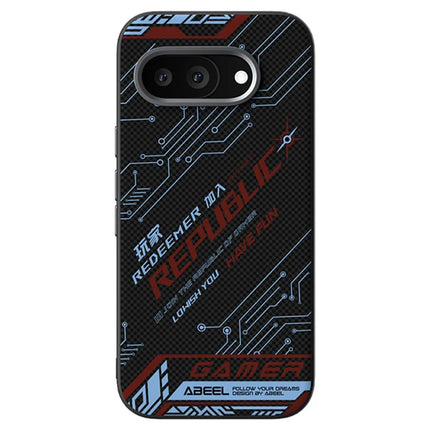 ABEEL For Google Pixel 9a Case Compatible with MagSafe Printed PC TPU Aluminum Alloy Leather Phone Cover - Outstanding No. 4
