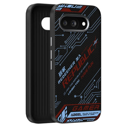 ABEEL For Google Pixel 9a Case Compatible with MagSafe Printed PC TPU Aluminum Alloy Leather Phone Cover