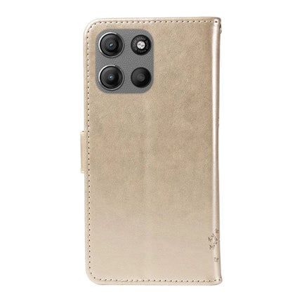 For Motorola Moto G15 4G Leather Phone Case Cat Tree Pattern Design Wallet Cover Stand
