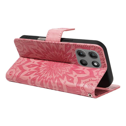 For Motorola Moto G15 4G Leather Wallet Case Sunflower Imprinted Phone Cover
