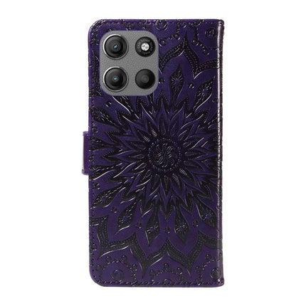 For Motorola Moto G15 4G Leather Wallet Case Sunflower Imprinted Phone Cover