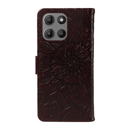 For Motorola Moto G15 4G Leather Wallet Case Sunflower Imprinted Phone Cover