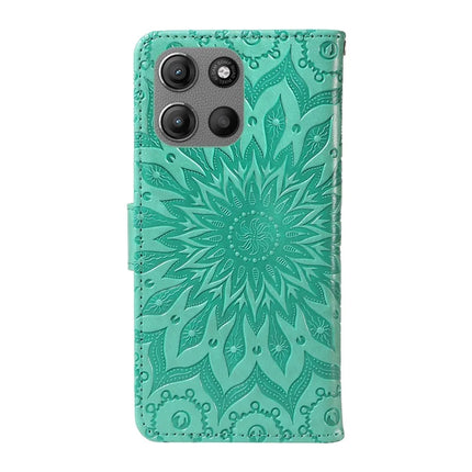 For Motorola Moto G15 4G Leather Wallet Case Sunflower Imprinted Phone Cover
