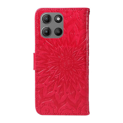 For Motorola Moto G15 4G Leather Wallet Case Sunflower Imprinted Phone Cover