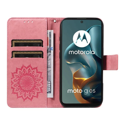 For Motorola Moto G05 4G Leather Wallet Case Sunflower Imprinted Phone Cover