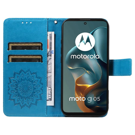 For Motorola Moto G05 4G Leather Wallet Case Sunflower Imprinted Phone Cover
