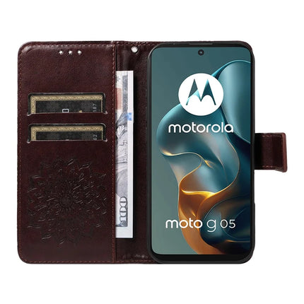 For Motorola Moto G05 4G Leather Wallet Case Sunflower Imprinted Phone Cover
