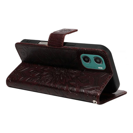 For Motorola Moto G05 4G Leather Wallet Case Sunflower Imprinted Phone Cover