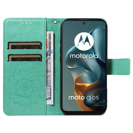 For Motorola Moto G05 4G Leather Wallet Case Sunflower Imprinted Phone Cover