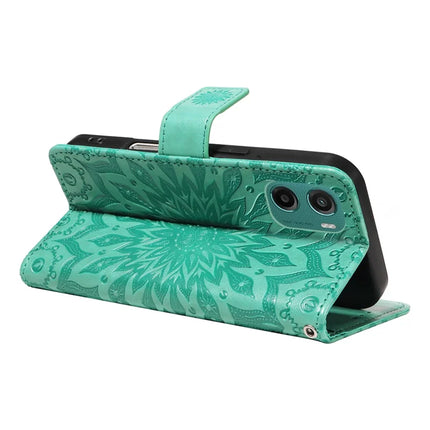 For Motorola Moto G05 4G Leather Wallet Case Sunflower Imprinted Phone Cover