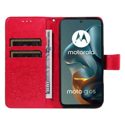 For Motorola Moto G05 4G Leather Wallet Case Sunflower Imprinted Phone Cover
