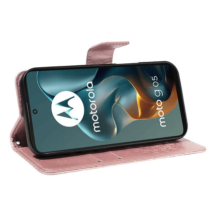 For Motorola Moto G05 4G Leather Wallet Case Sunflower Imprinted Phone Cover -  Rose Gold