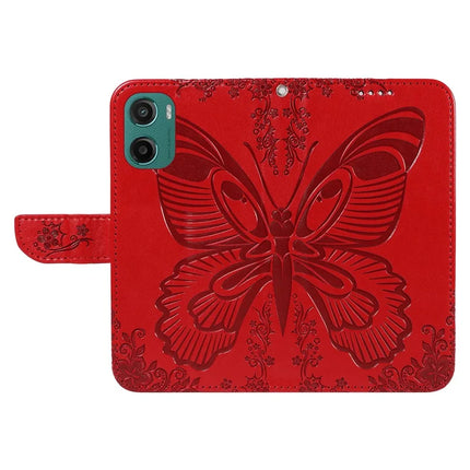 For Motorola Moto G15 4G Case Butterfly Pattern PU Leather Folio Flip Phone Cover -  Red