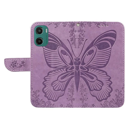 For Motorola Moto G15 4G Case Butterfly Pattern PU Leather Folio Flip Phone Cover -  Light Purple