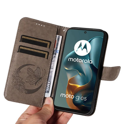For Motorola Moto G15 4G Case Butterfly Pattern PU Leather Folio Flip Phone Cover