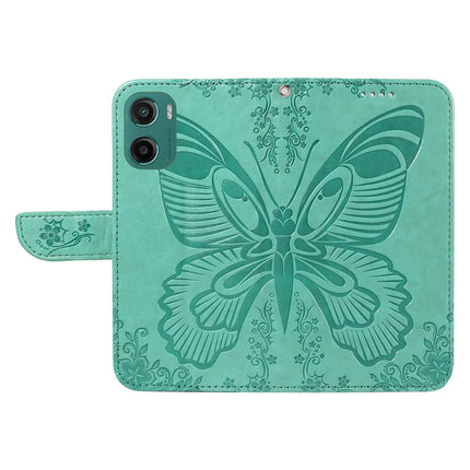 For Motorola Moto G15 4G Case Butterfly Pattern PU Leather Folio Flip Phone Cover -  Green