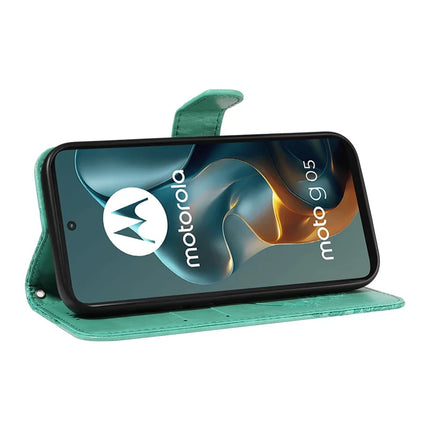 For Motorola Moto G15 4G Case Butterfly Pattern PU Leather Folio Flip Phone Cover -  Green
