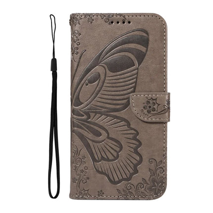For Motorola Moto G05 4G Case Butterfly Pattern PU Leather Folio Flip Phone Cover - Grey