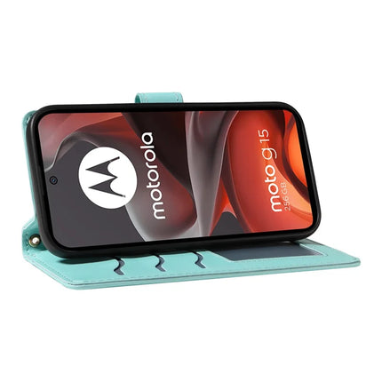 For Motorola Moto G15 4G / Motorola Moto G15 Power 4G Wallet Case Rhombus Leather Phone Cover with Strap