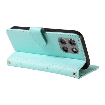 For Motorola Moto G15 4G / Motorola Moto G15 Power 4G Wallet Case Rhombus Leather Phone Cover with Strap