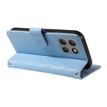 For Motorola Moto G15 4G / Motorola Moto G15 Power 4G Wallet Case Rhombus Leather Phone Cover with Strap
