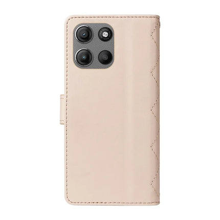 For Motorola Moto G15 4G / Motorola Moto G15 Power 4G Wallet Case Rhombus Leather Phone Cover with Strap