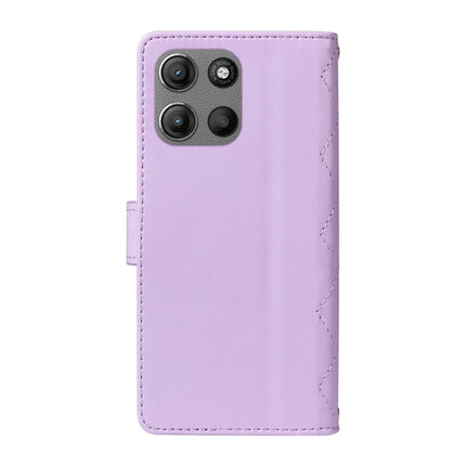 For Motorola Moto G15 4G / Motorola Moto G15 Power 4G Wallet Case Rhombus Leather Phone Cover with Strap -  Light Purple