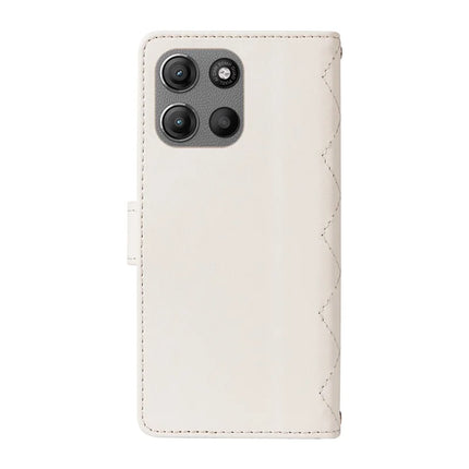 For Motorola Moto G15 4G / Motorola Moto G15 Power 4G Wallet Case Rhombus Leather Phone Cover with Strap