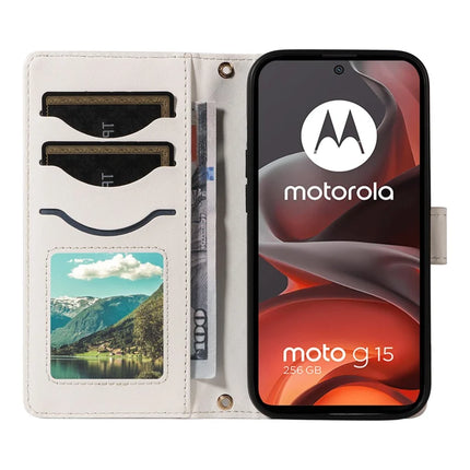 For Motorola Moto G15 4G / Motorola Moto G15 Power 4G Wallet Case Rhombus Leather Phone Cover with Strap