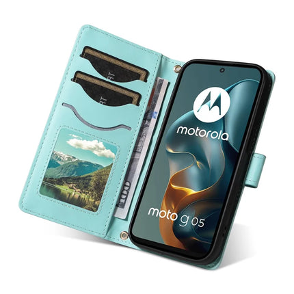 For Motorola Moto G05 4G Wallet Case Rhombus Leather Phone Cover with Strap