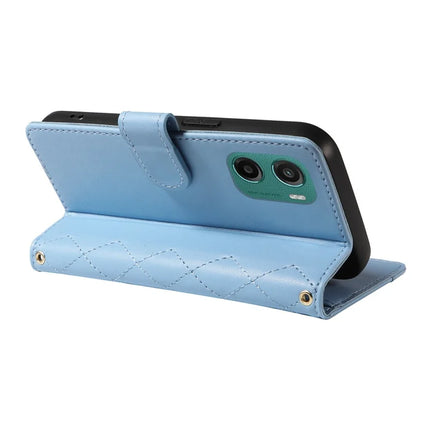 For Motorola Moto G05 4G Wallet Case Rhombus Leather Phone Cover with Strap