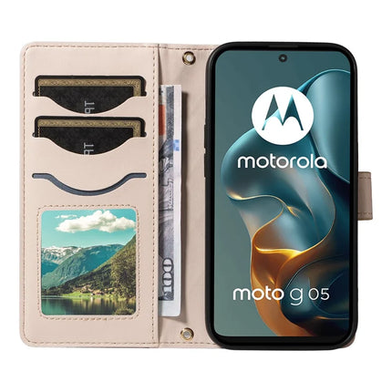 For Motorola Moto G05 4G Wallet Case Rhombus Leather Phone Cover with Strap