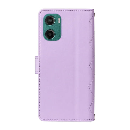 For Motorola Moto G05 4G Wallet Case Rhombus Leather Phone Cover with Strap -  Light Purple