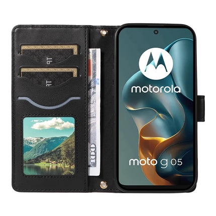 For Motorola Moto G05 4G Wallet Case Rhombus Leather Phone Cover with Strap