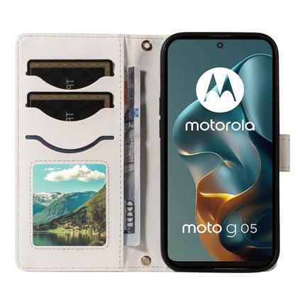 For Motorola Moto G05 4G Wallet Case Rhombus Leather Phone Cover with Strap