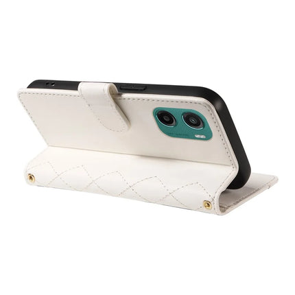 For Motorola Moto G05 4G Wallet Case Rhombus Leather Phone Cover with Strap