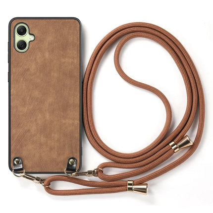 For Samsung Galaxy A05 4G Retro Leather Phone Back Cover with Adjustable Strap
