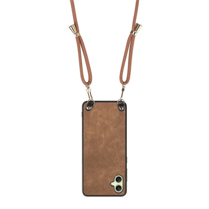 For Samsung Galaxy A05 4G Retro Leather Phone Back Cover with Adjustable Strap