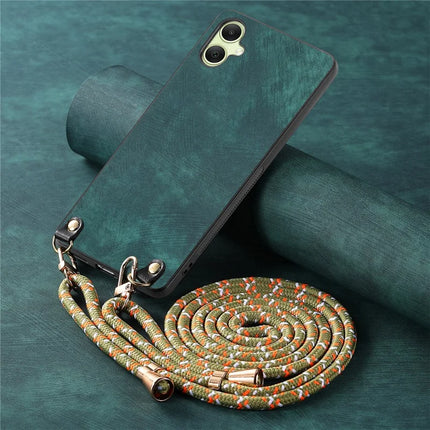 For Samsung Galaxy A05 4G Retro Leather Phone Back Cover with Adjustable Strap