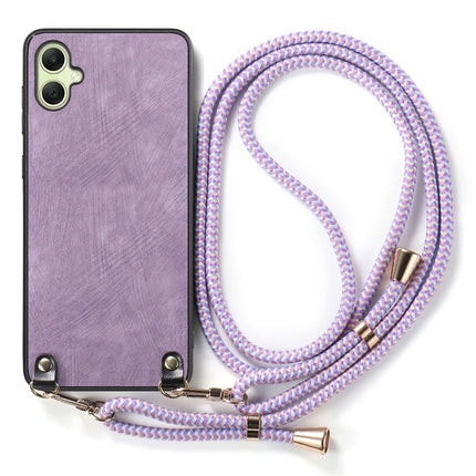 For Samsung Galaxy A05 4G Retro Leather Phone Back Cover with Adjustable Strap