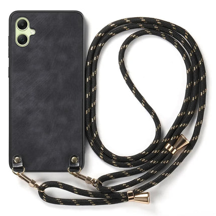 For Samsung Galaxy A05 4G Retro Leather Phone Back Cover with Adjustable Strap