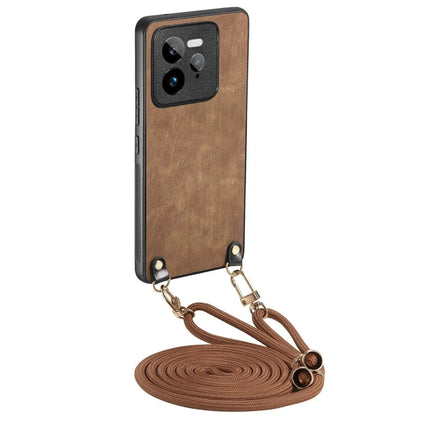 For Realme GT 7 Pro 5G Retro Leather Phone Back Cover with Adjustable Strap - Brown
