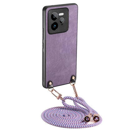 For Realme GT 7 Pro 5G Retro Leather Phone Back Cover with Adjustable Strap - Purple