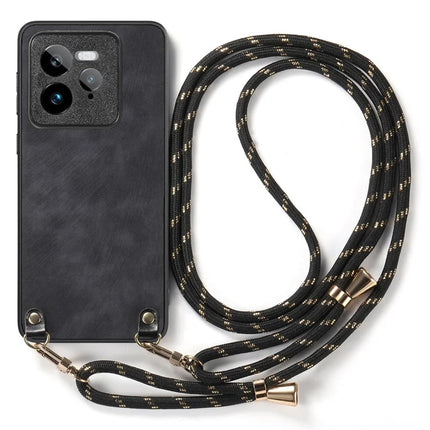 For Realme GT 7 Pro 5G Retro Leather Phone Back Cover with Adjustable Strap