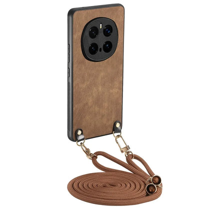 For Honor Magic7 Pro 5G Retro Leather Phone Back Cover with Adjustable Strap - Brown