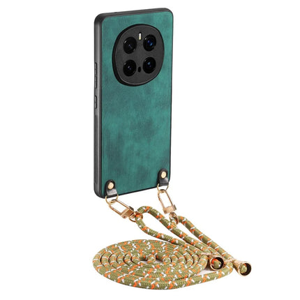 For Honor Magic7 Pro 5G Retro Leather Phone Back Cover with Adjustable Strap - Green