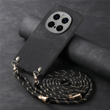 For Honor Magic7 Pro 5G Retro Leather Phone Back Cover with Adjustable Strap
